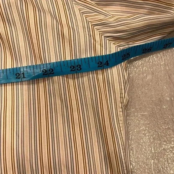 [17]Ermenegildo Zegna Rossini  Regular Brown/ Blue Pinstripes Dress Shirt - Picture 10 of 12